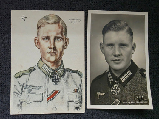 Portrait + VDA Karte Obergefreiter Marl Ritterkreuzträger Brinkforth Panzerabwehr