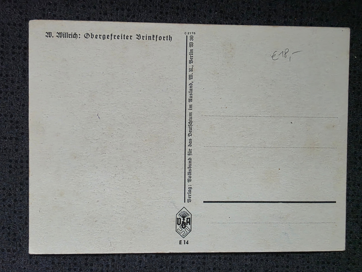Portrait + VDA Karte Obergefreiter Marl Ritterkreuzträger Brinkforth Panzerabwehr