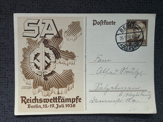 Propaganda-Postkarte Reichswettkämpfe Berlin 1938 SA