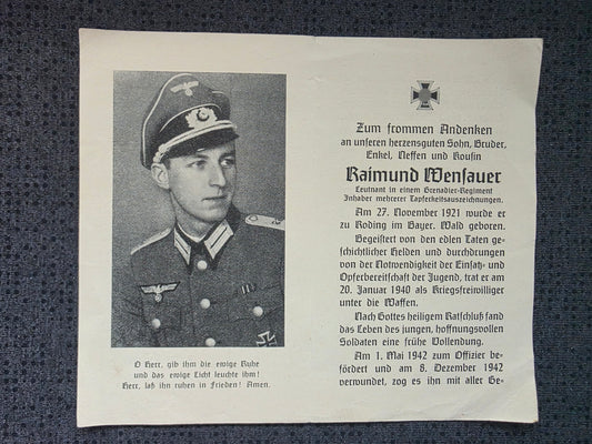 Sterbebild Oberleutnant Roding Stab II Gren. Regt. 173 Michalewo Russland