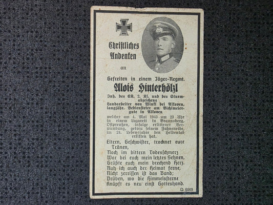 Sterbebild Gefreiter Linz 4. Gren. Regt. 28 Braunsberg Ostpreußen