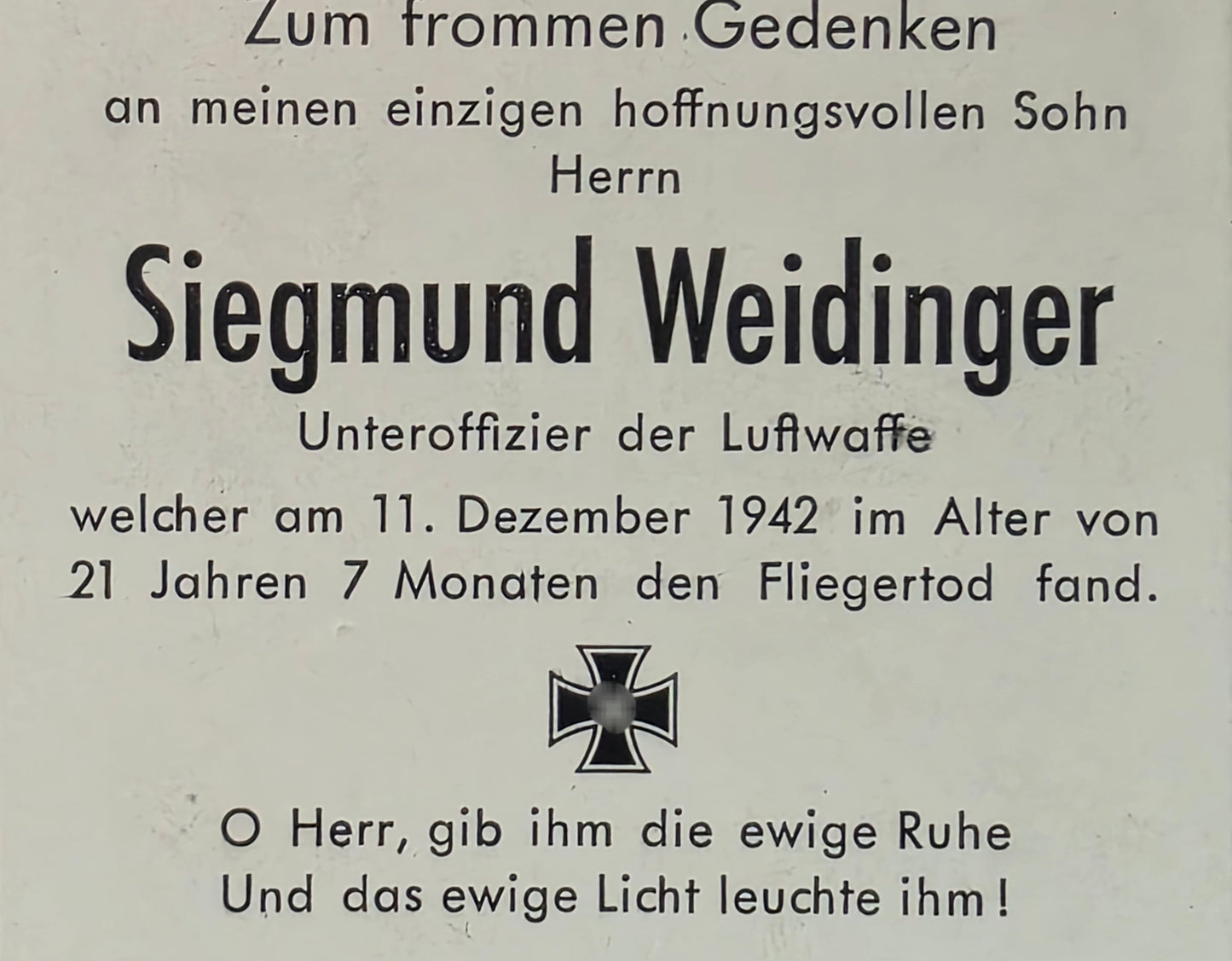 Sterbebild Unteroffizier Haimhausen Flugzeugführerschule Oels Oleśnica Schlesien Polen