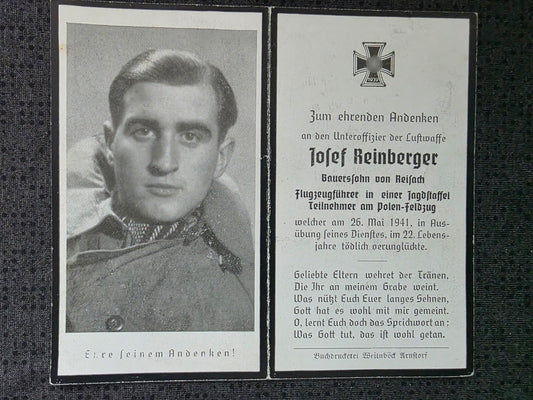 Sterbebild Unteroffizier Reisach Pilot 3./JFS-1 "Oesau" Frankfurt an der Oder