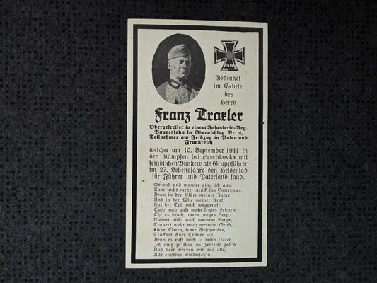 Sterbebild Obergefreiter Waldkirch 1. Inf. Regt. 227 Bunkererstürmung Paschkowka Russland