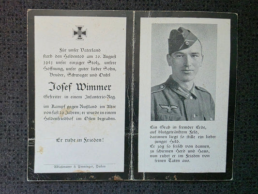 Sterbebild Gefreiter Kurzeichet 1. Komp. Inf. Regt. 81 Mitina Russland