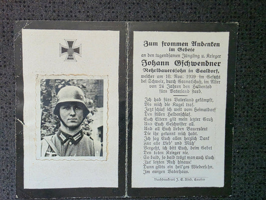 Sterbebild Schütze Saaldorf 10. Komp. Inf. Regt. 468 Echtfoto Schweix Dahn Westfront 1939