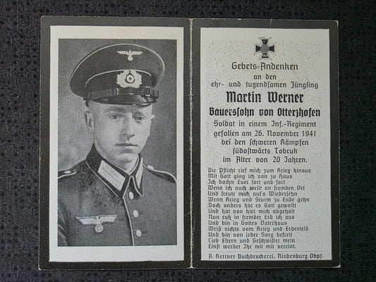 Sterbebild Schütze Otterzhofen Infanterie Regt. DAK Tobruk Libyen Afrika