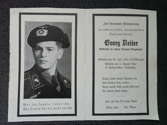 Sterbebild Gefreiter Vöhringen Stab Panzer Regt. 201 Proletarskaja Russland