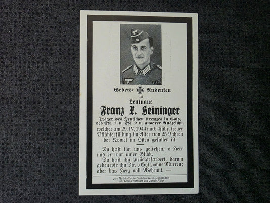 Sterbebild Leutnant Dietelskirchen 3. Art. Regt. 253 DKiG Turzysk Potelytsch Ukraine