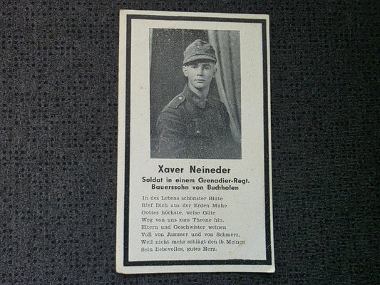 Sterbebild Grenadier Buchhofen 4. (MG) Komp. Gren. Regt. 755 Reggio Emilia Italien