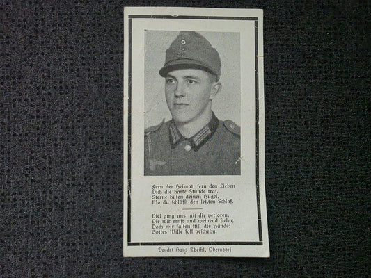 Sterbebild Gefreiter Dorfbeuren 13. Komp. Geb.-Jäger Regt. 98 Kephalonia Griechenland