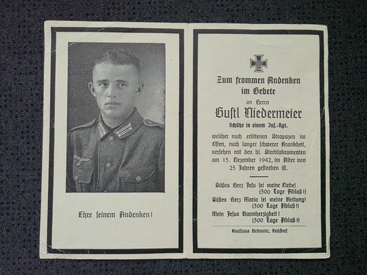 Sterbebild Schütze Infanterie Regt. Osten