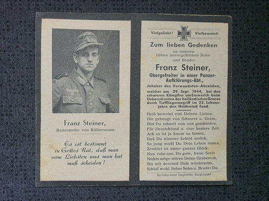 Sterbebild Obergefreiter Hochburg Panzeraufklärungs-Abt. Emmerich Etten Oude IJsselstreek Holland