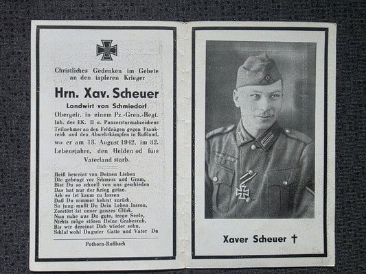 Sterbebild Obergefreiter Rehmbach 6. Komp. Panzer-Gren. Regt. 63 Cholmischtschi Russland