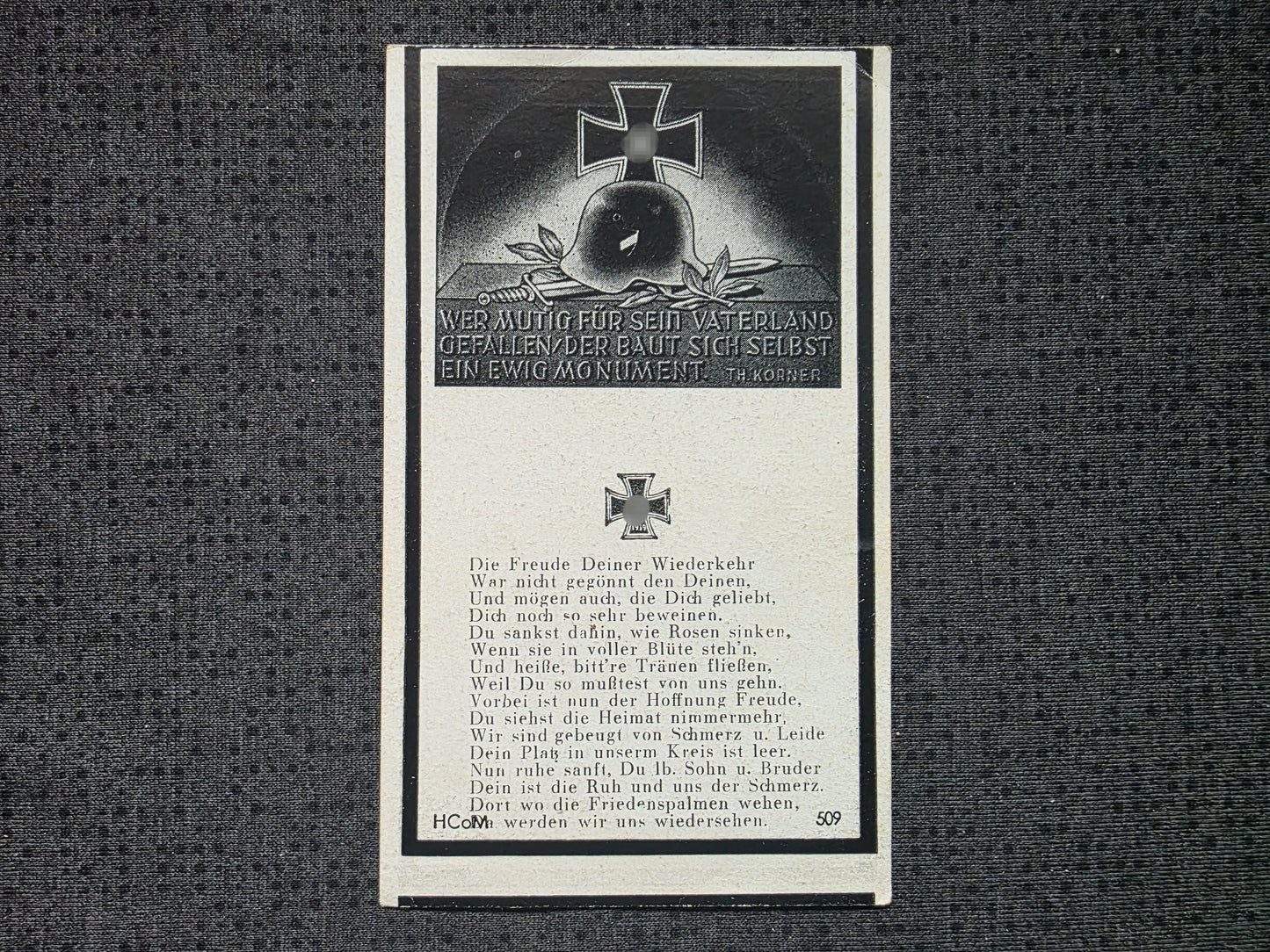 Sterbebild Obergefreiter Sturzholz 10. Komp. Gren. Regt. 423 Podbereskowa Russland