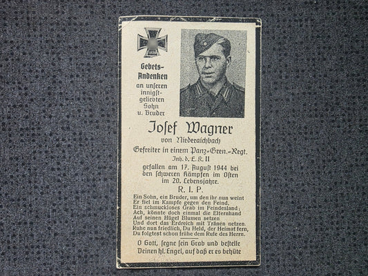 Sterbebild Gefreiter Niederaichbach 2. Komp. Panzer-Gren. Regt. 40 Chrząstówka Polen