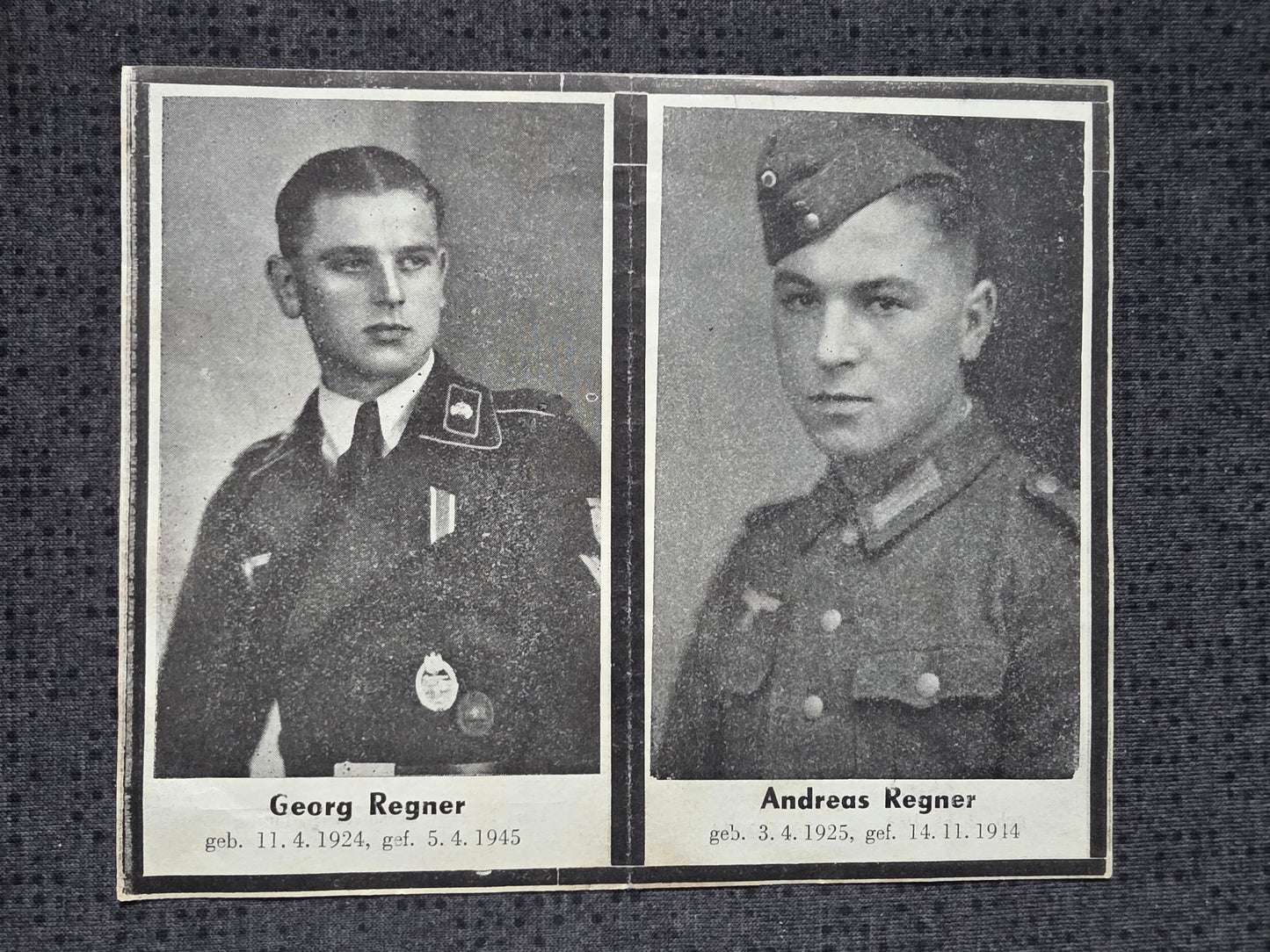 Sterbebild Brüder Witzmannsberg SS-Unterscharführer Farsalos Griechenland Panzer Regt. Kopenhagen Dänemark Obergefreiter Lilijas Lettland