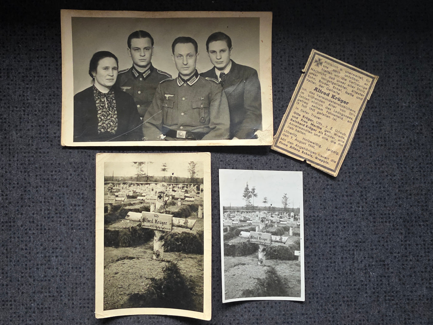 Kleines Konvolut Sterbebild (Zeitung) + Fotos Gefreiter Gaitolowo Russland