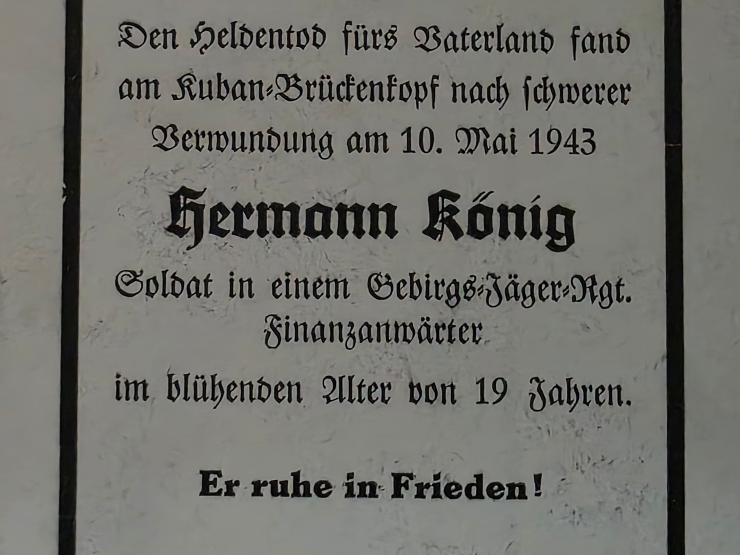 Sterbebild Jäger Passau 13. Komp. Jäger Regt. 207 Nowij Kubanbrückenkopf Russland