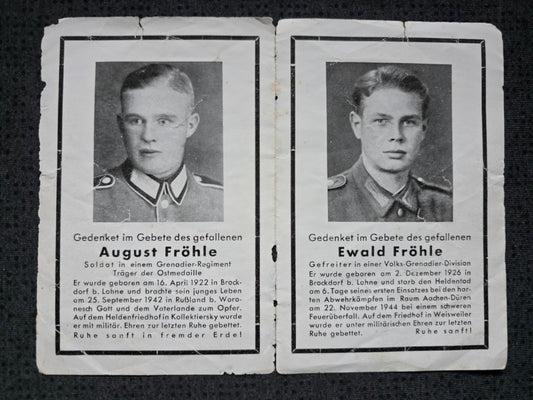 Sterbebild Brüder Brockdorff Schütze IR 169 Olchowatka Gefreiter Volksgrenadier-Division VGD Aachen-Düren Ardennen Belgien