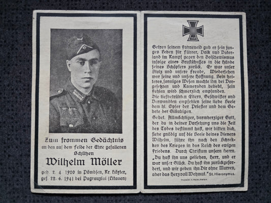 Sterbebild Schütze Pömbsen 10. Komp. Inf. Regt. 37 Klinavas Pagraužiai Litauen