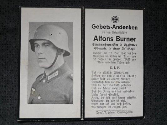 Sterbebild Obergefreiter Derschlhof 1. Komp. Inf. Regt. 19 Waldbrücke Ssorokino Russland