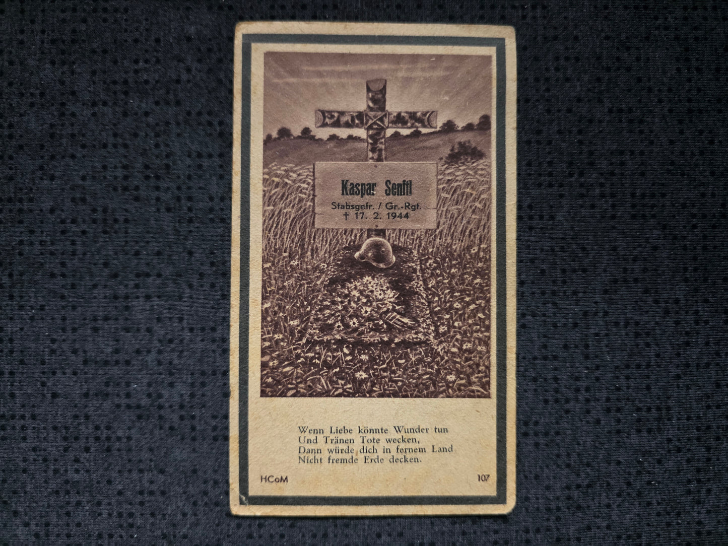 Sterbebild Stabsgefreiter Freiling Stab II/Gren. Regt. 217 Tscherkassy Russland