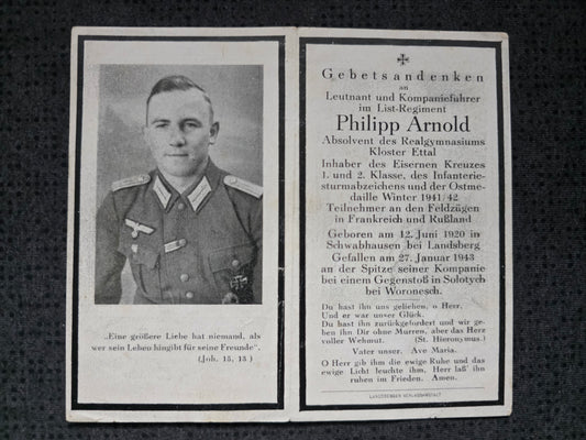 Sterbebild Leutnant Schwabhausen 12. Gren. Regt. 199 "List" Solotych Russland