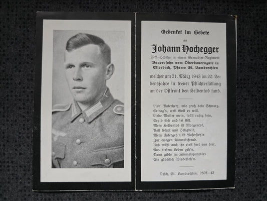 Sterbebild Obergrenadier Lambrechten MG-Schütze 4. Komp. Gren. Regt. 351 Kuprino Russland