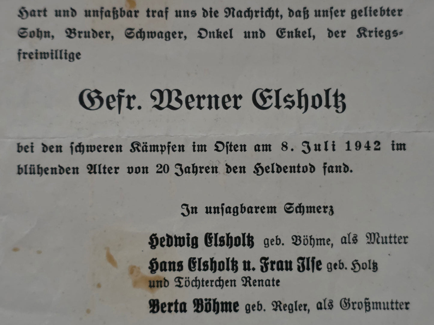 Sterbebild Groß Gefreiter Berlin-Schöneberg 5. Komp. Inf. Regt. 276 Donezgebiet