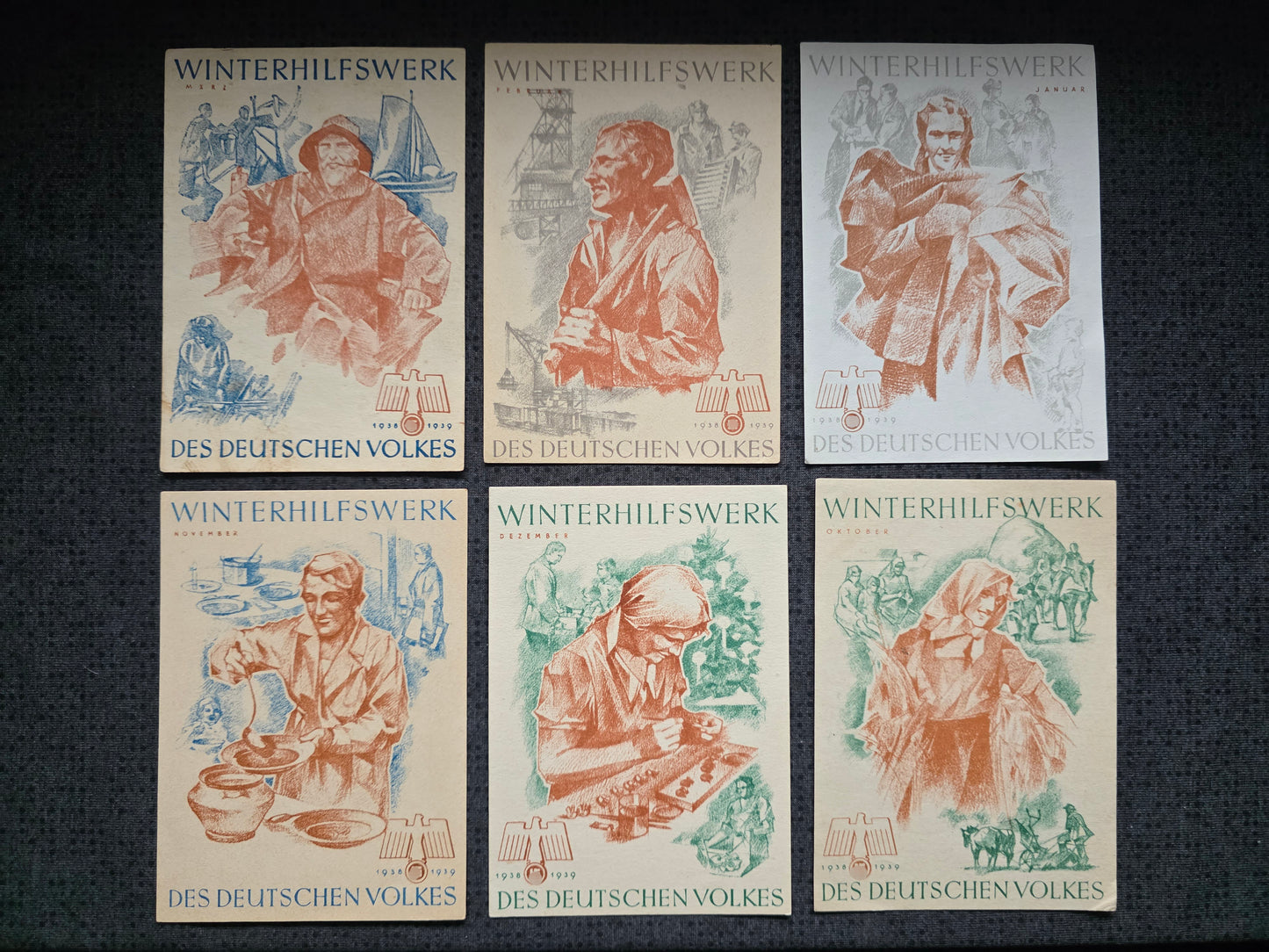 6 x WHW Winterhilfswerk Sammelbilder Spendenabzeichen Propaganda Konvolut 1
