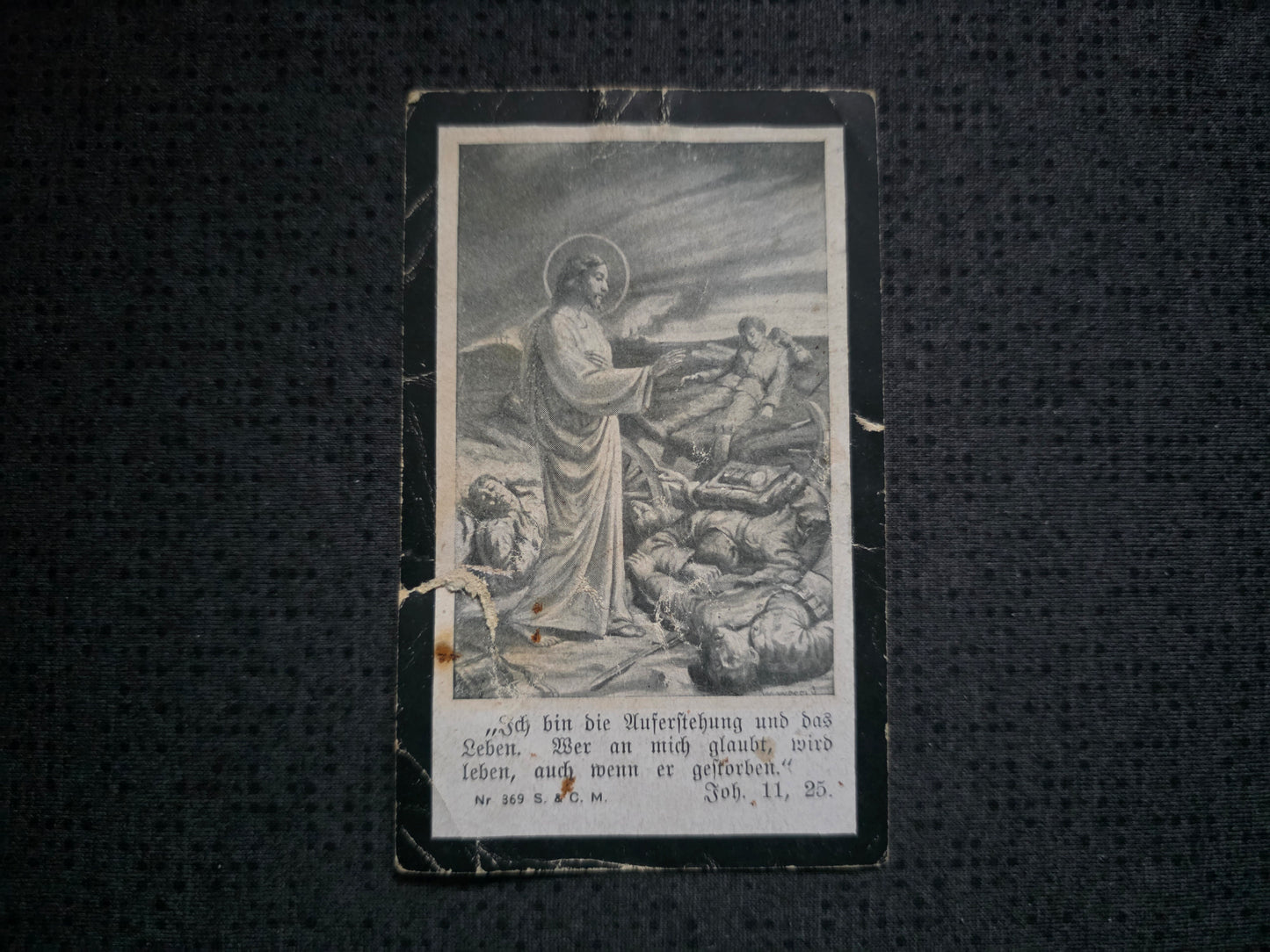 Sterbebild Soldat Saaldorf 3. Komp. Inf. Regt. 1 Echtfoto Blérancourt Frankreich