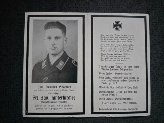 Sterbebild Unteroffizier Lauchdorf Beobachter 10./KG-1 "Hindenburg" Stara-Bychow Russland