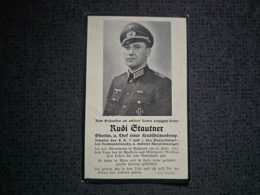 Sterbebild Oberleutnant München 1. Komp. Krad-Schützen Btl. 10 PKA Waluchawo Russland