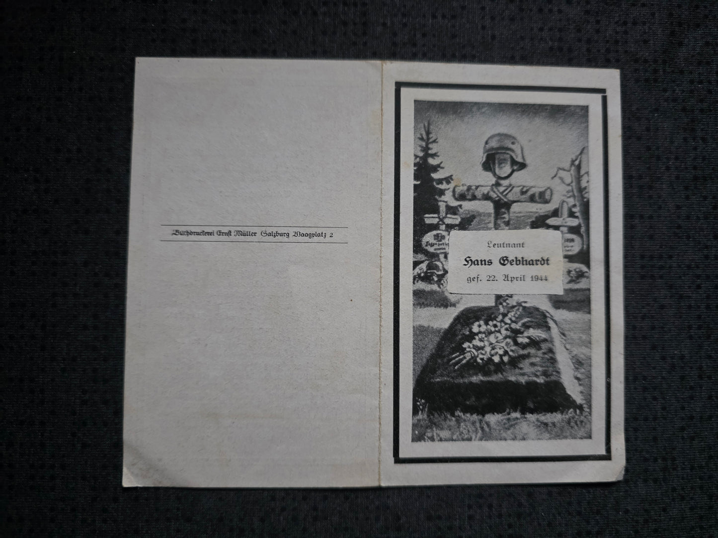 Sterbebild Leutnant Mondsee 1. Komp. Eisenbahn Bau-Btl. 512 Polota Weissrussland