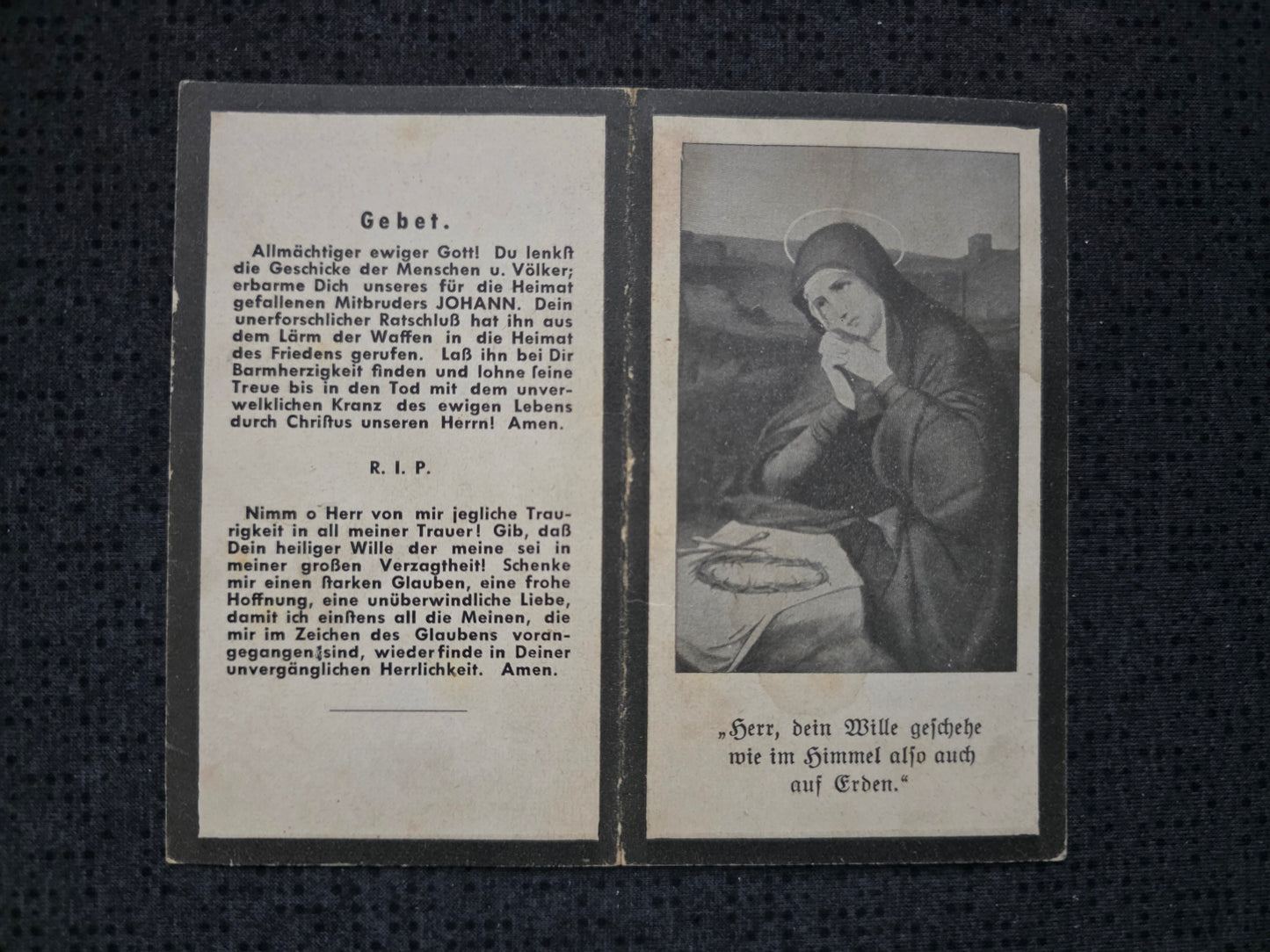 Sterbebild Jäger Tarsdorf 5. Komp. Jäger Btl. II/482 Partisanen Niezic Kroatien