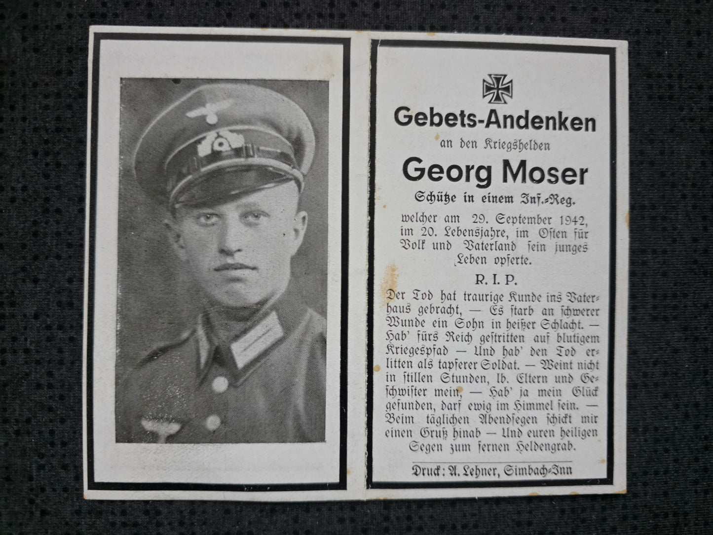 Sterbebild Schütze Mühlau 5. Komp. Inf. Regt. 436 Krgslaz. 928 Nikolskoje Russland