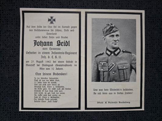 Sterbebild Gefreiter Hemerau 10. Komp. Inf. Regt. 267 Morosoff Stalingrad Russland
