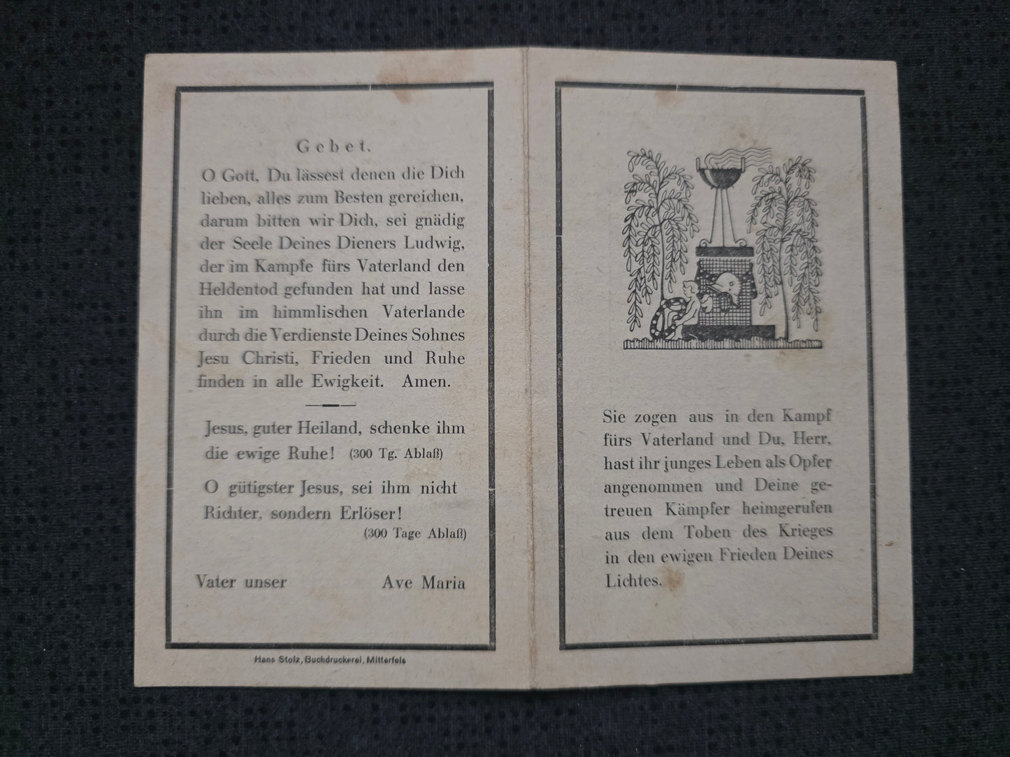 Sterbebild Schütze Rattiszell Artillerie Regt. Endkampf Budapest Ungarn