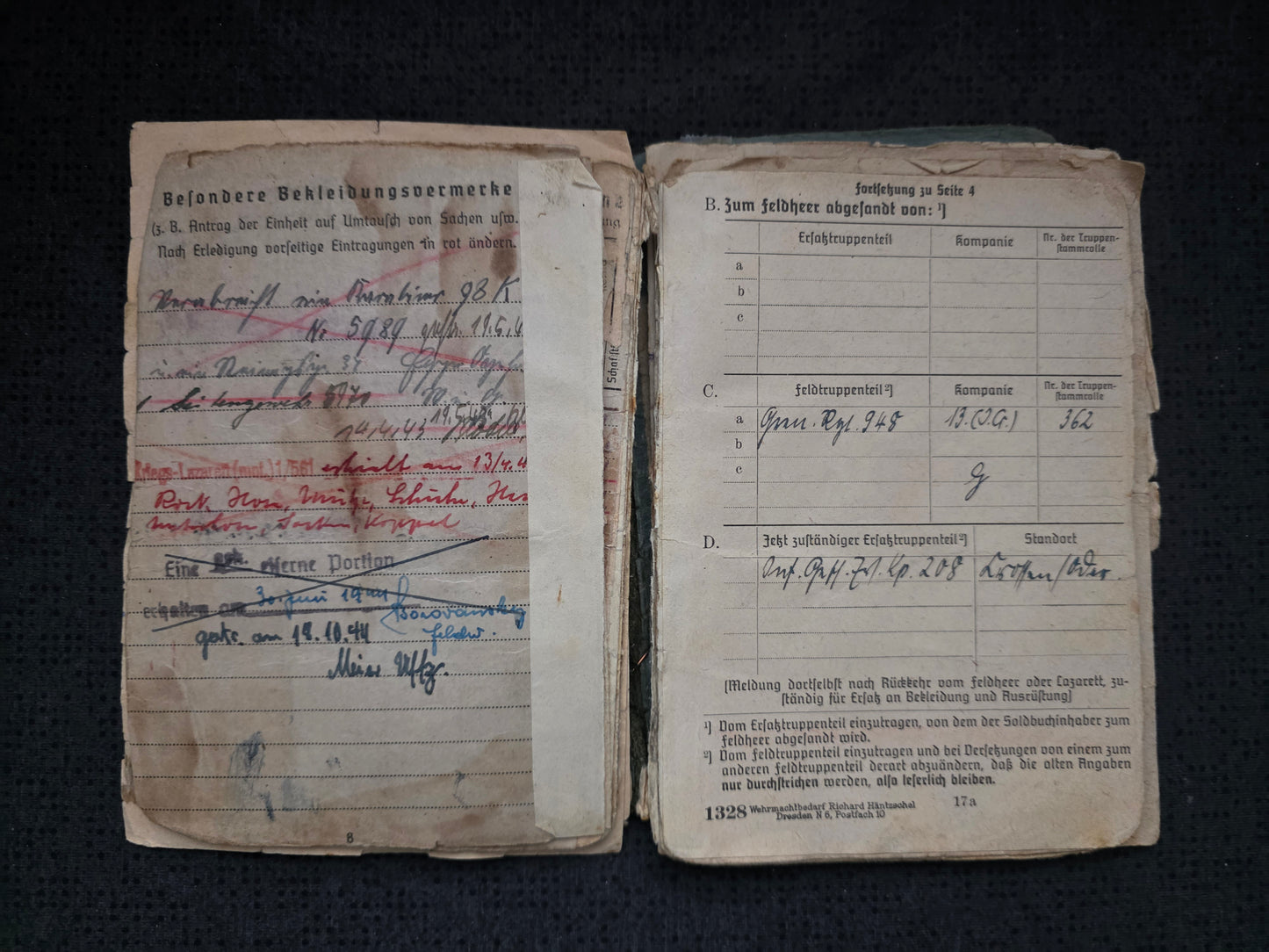 Konvolut Soldbuch + Dokumente + Fotos Luftwaffe Flakbatterie Flak Abt. 999 Strafbataillon