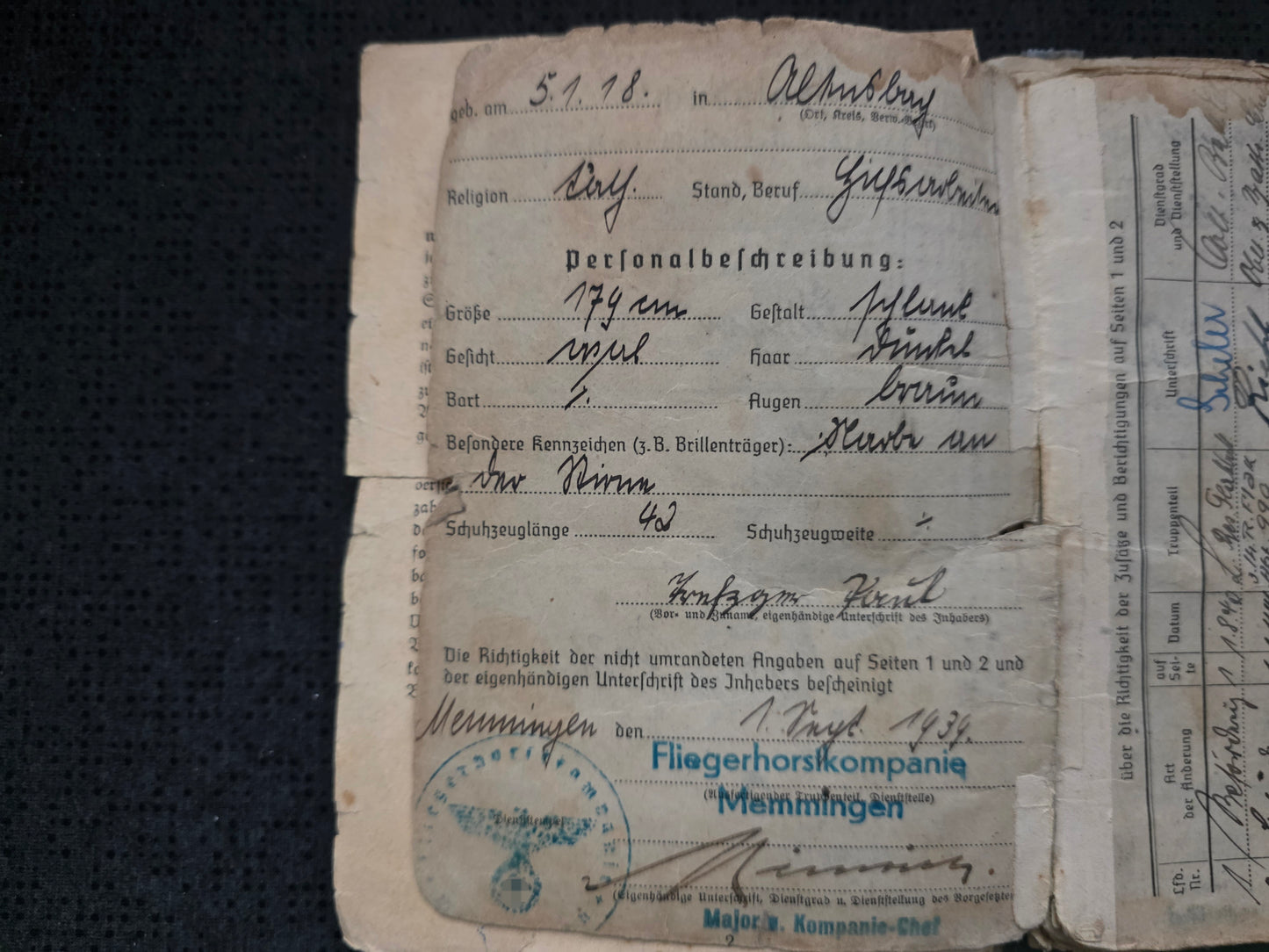 Konvolut Soldbuch + Dokumente + Fotos Luftwaffe Flakbatterie Flak Abt. 999 Strafbataillon