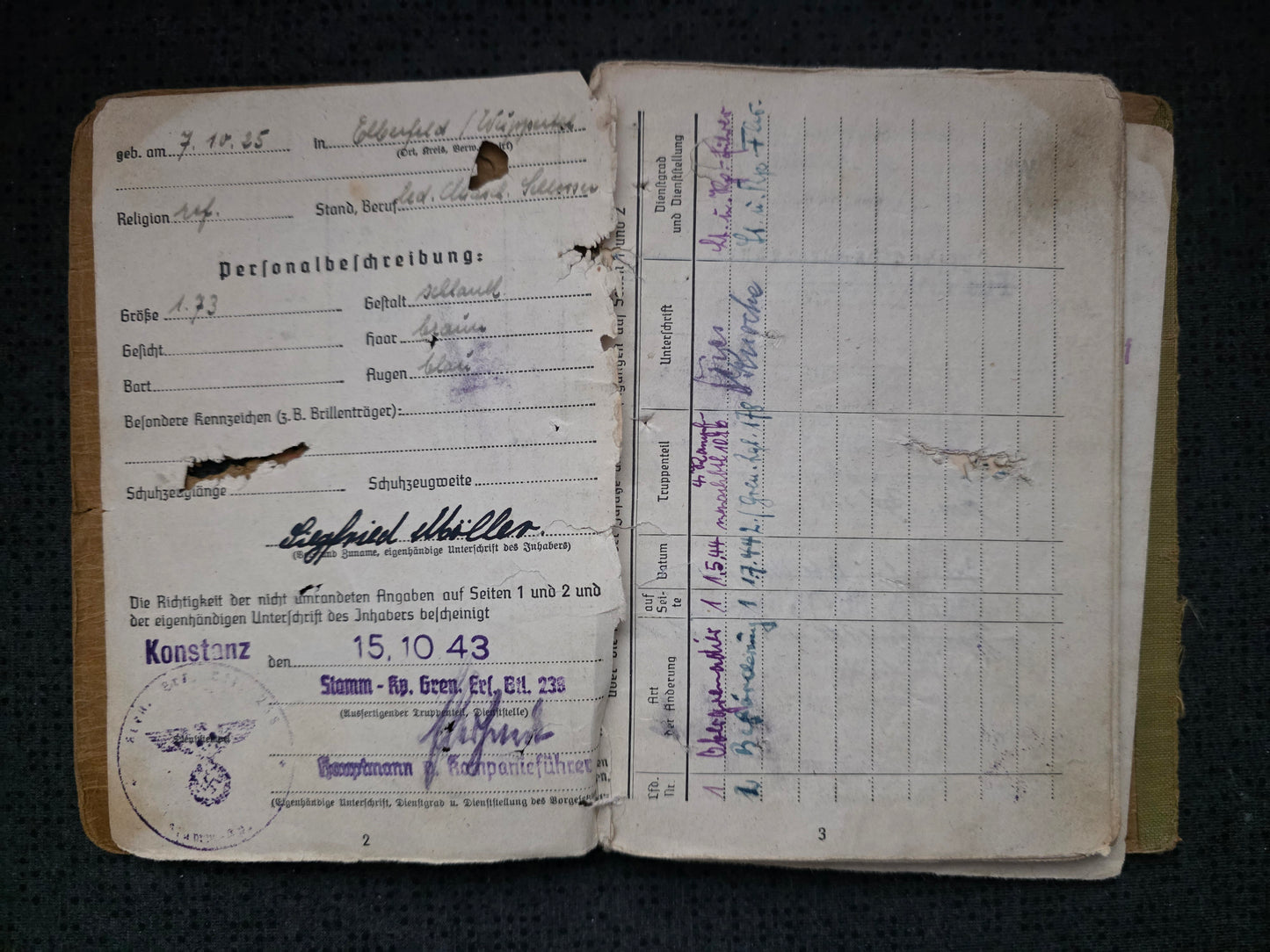 Großes Konvolut Soldbuch + Wehrpass Tasche + Mitgliedsbuch DAF + Dokumente