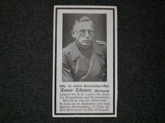 Sterbebild Unteroffizier Wolznach III. Sturmgeschütz Abt. 185 PSA Nikolskoje Russland - www.mmilitaria.com