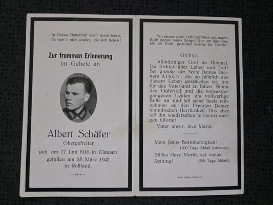 Sterbebild Obergefreiter Clausen 7. Komp. Inf. Regt. 335 Ssekatschi Russland - www.mmilitaria.com