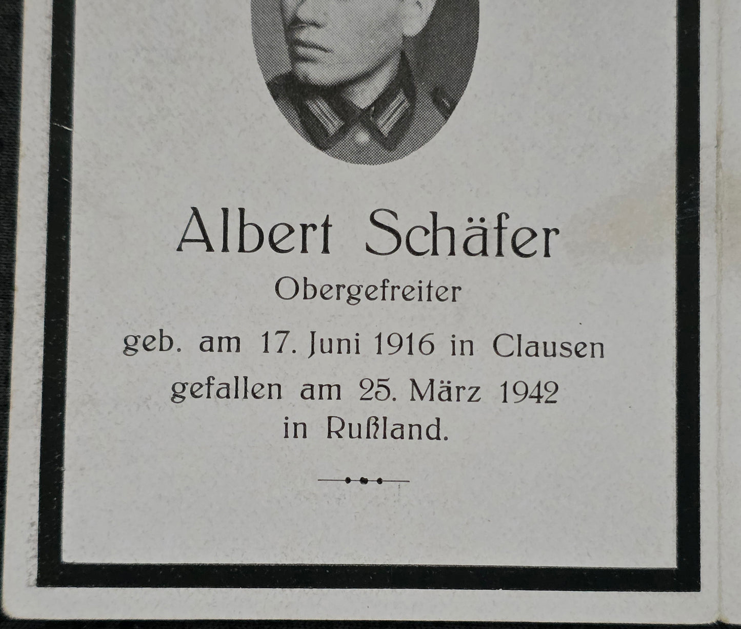 Sterbebild Obergefreiter Clausen 7. Komp. Inf. Regt. 335 Ssekatschi Russland - www.mmilitaria.com