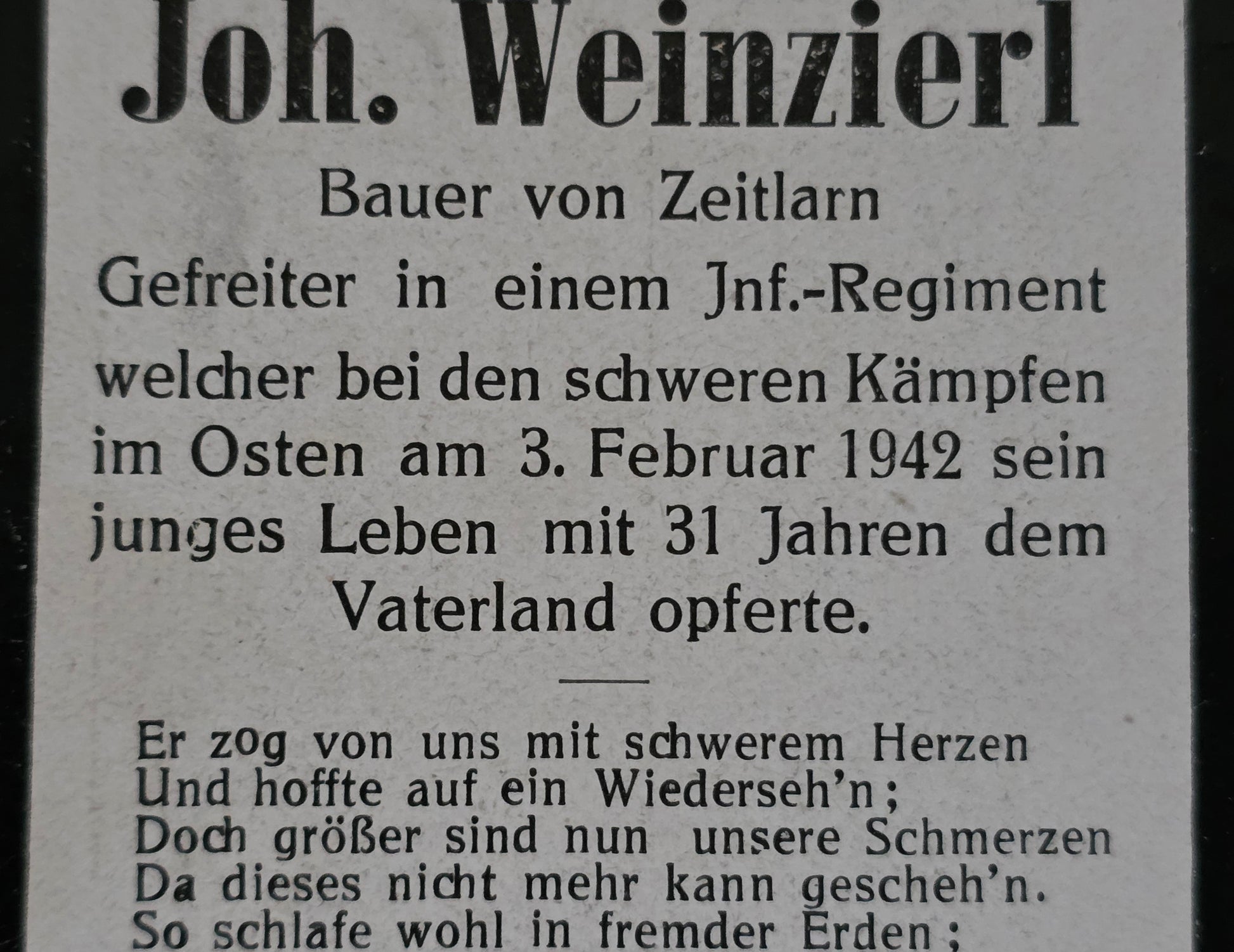 Sterbebild Gefreiter Zeitlarn 6. Komp. Inf. Regt. 689 Demidoff Russland - www.mmilitaria.com