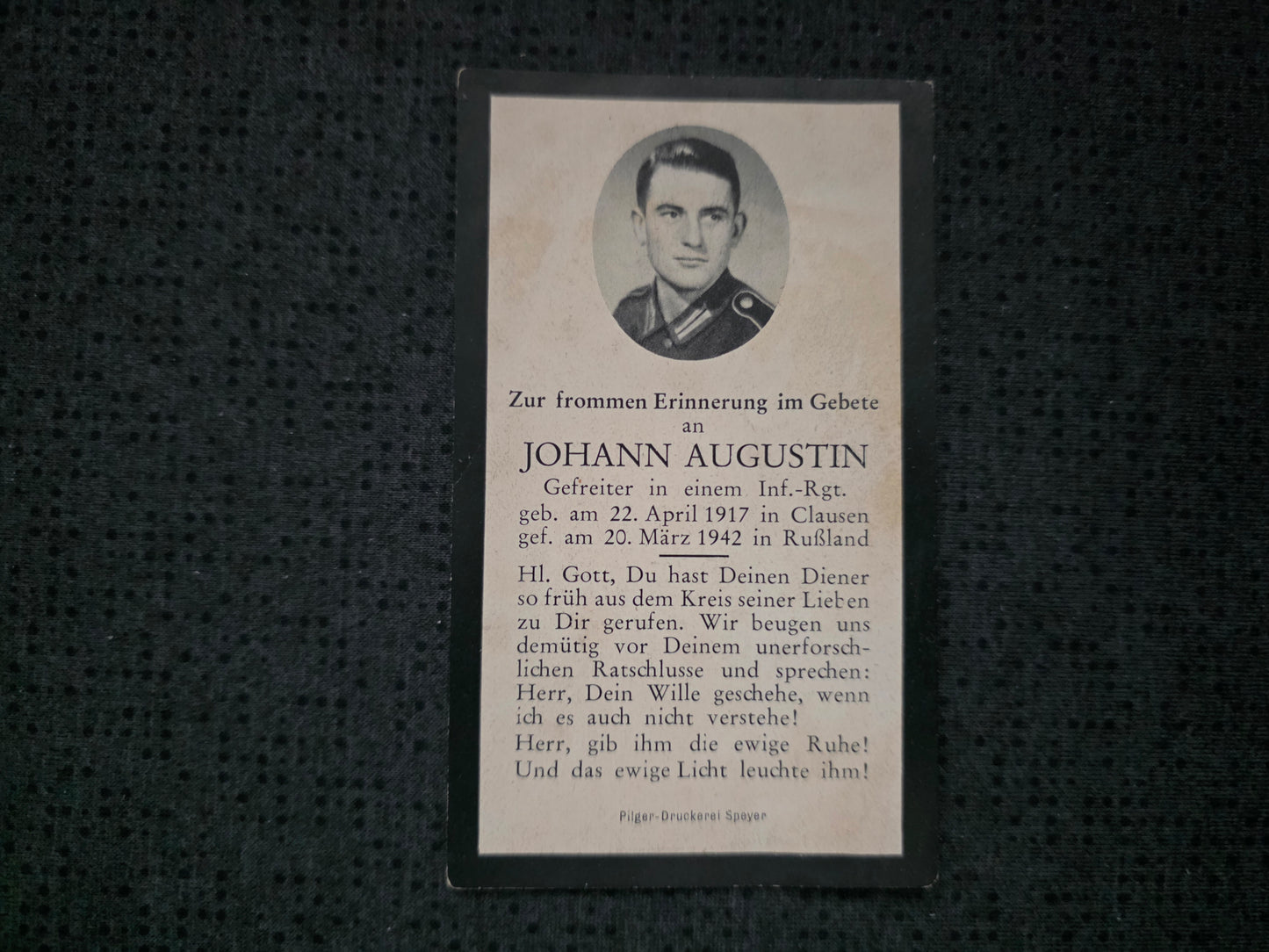 Sterbebild Gefreiter Clausen 3. Komp. Inf. Regt.439 Brjansk Russland - www.mmilitaria.com