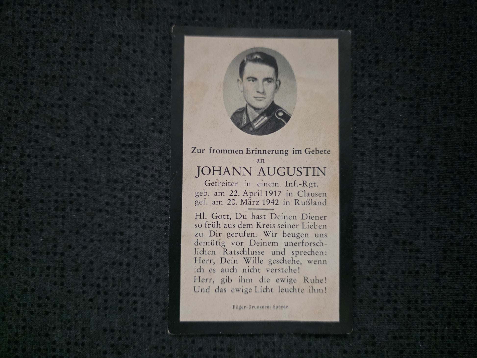 Sterbebild Gefreiter Clausen 3. Komp. Inf. Regt.439 Brjansk Russland - www.mmilitaria.com