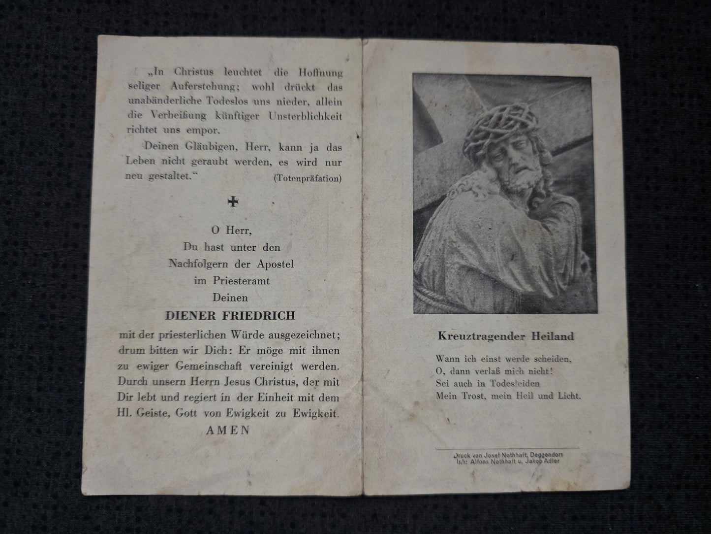 Sterbebild Gefreiter Hütting Priester Gebirgs-San. Komp. 2/97 Tuapse Kaukasus Russland - www.mmilitaria.com