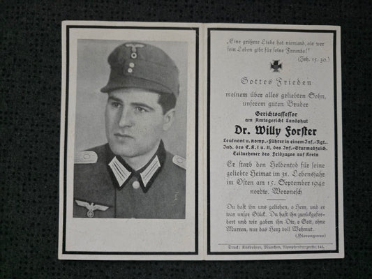 Sterbebild Leutnant & KP-Chef Infanterie Regt. Kreta-Kämpfer Woronesch Russland - www.mmilitaria.com